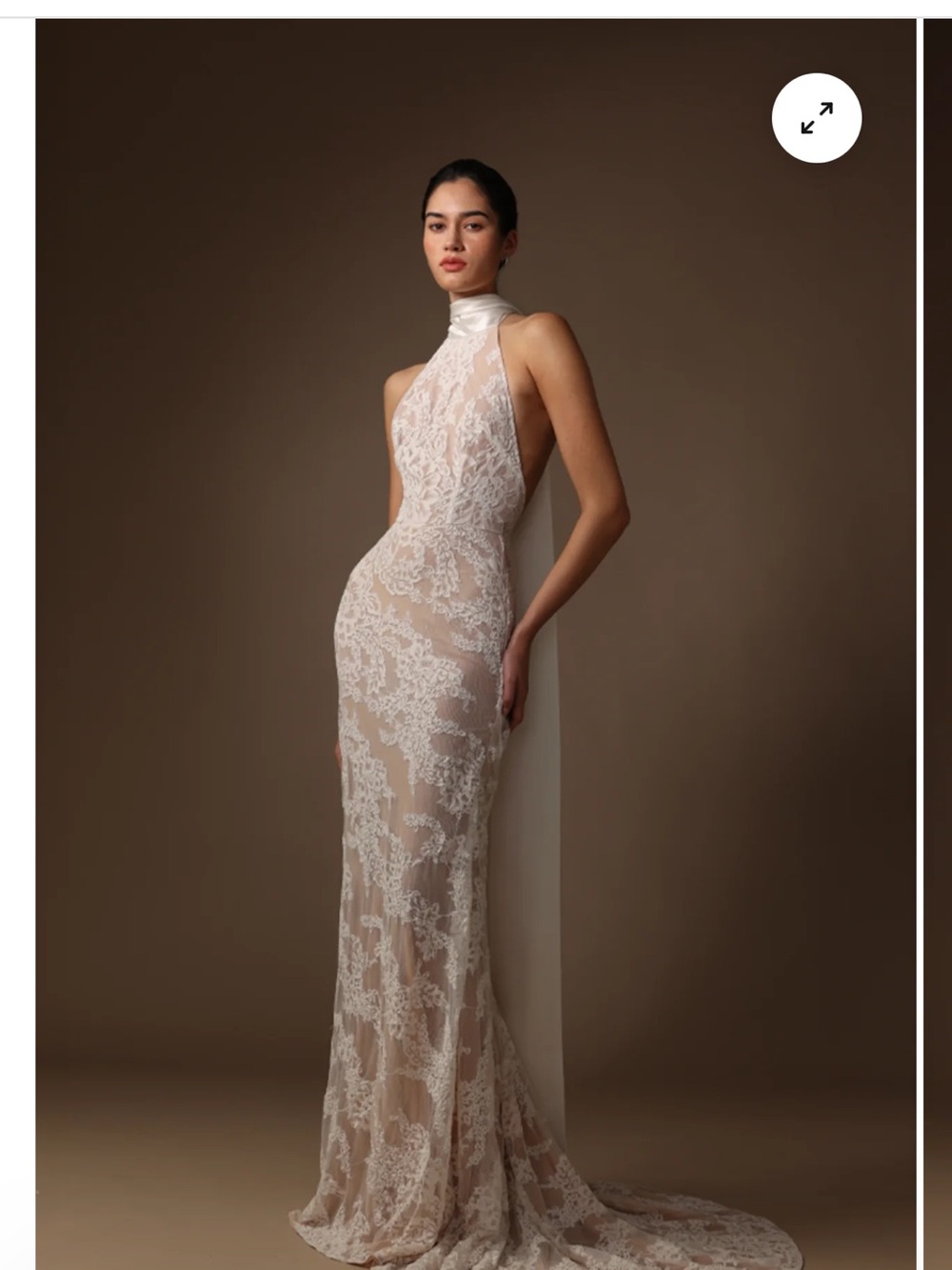 Sau Lee Lace Halter Backless Gown